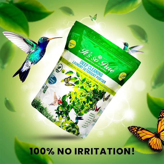 It’s So Pure All Natural Laundry Detergent Powder – Deep Cleaning, Removes Dirt, Grease, Stains – Non-toxic, Vegan, Fragrance Free Laundry for Sensitive Skin, HE Compatible (100 Loads)