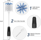 Amazer Bottle Brush Cleaner, Long Flexible Handle Bottle Brush Scrub for Water Bottles, Glasswares, Tumblers, Travel Coffee Mugs, 2 Pack