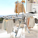 Heavy Duty Clothes Drying Rack Foldable with Brake Wheels,75''Extra-Thick Metal Frame, No Assembly Required, Adjustable Height for Indoor Outdoor Use
