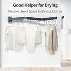 Foldable Clothes Drying Rack, 3 Fold Laundry Drying Rack Wall Mount, [No Drilling] Folding & Durable Space Saver for Laundry, Balcony, Bathroom, Patio, Dormitory, Apartment-White