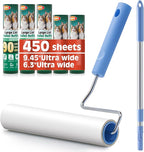 Large Lint Roller for Pet Hair Rxtra Sticky, 5 Refills (3 Short + 2 Long), Lint Remover with Long Handle, Clothes & Furniture