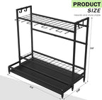 Garden Tool Rack Organizer for Garage Yard Tool Storage, Garden Tools Storage for Organization Black Metal Gardens Tools Holder for Yard Shed Garage
