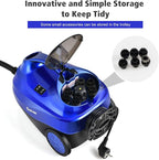 COSTWAY 2000W Multipurpose Steam Cleaner with 19 Accessories, Household Steamer w/ 1.5L Tank for Chemical-Free Cleaning, Heavy Duty Rolling Cleaning Machine for Carpet, Floors, Windows and Cars (Blue)