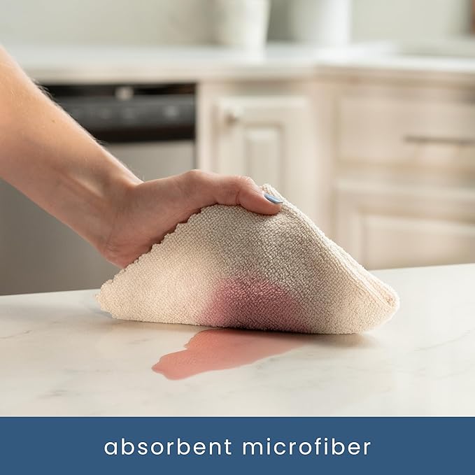 S&T INC. 50 Pack Microfiber Cleaning Cloth with Box, Bulk Towels for Home, Reusable Microfiber Towels for Cars, Cleaning Rags, Beige, 11.8 Inches x 11.8 Inches, 50 Count