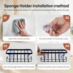 Kitchen Soap Dispenser Set with Instant Dry Tray & Sponge Holder,16 Oz Hand and Dish Soap Black Glass Dispenser Set,Stainless Steel Pump,Waterproof Labels,Luxury Soap Bottle for Bathroom