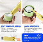 6 Pack Holikme 4 in 1 Cup Lid Cleaning Brush Set with 3 Straws, Multifunctional Bottle Brush, Silicone Cup Lid Gap Cleaner, Durable Bristle Crevice Cleaning Brush, Yellow