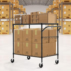 WDT 2-Tier Utility Cart with Wheels, Metal Cart with 1000LBS Capacity, NSF Heavy Duty Rolling Cart, Commercial Grade Serving Tool Storage Carts for Warehouse Garage Kitchen, 24"D x 45"W x 39"H, Black