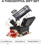 Kitchen Soap Dispenser Set with Sink Caddy, 12 Oz Glass Bottle, Hand and Dish Soap Dispenser Set with Sponge Holder (Black Sink Caddy + Black Bottle)