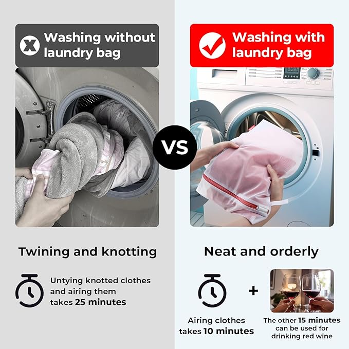 9 Pack Laundry Bag, Mesh Laundry Bags with Sturdy Zipper, Hanging Loop and Breathable Fine Net, Artisans Made Wash Bags for Lingerie, Delicates, Underwear, Pants, Shoes, Socks