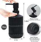Black Glass Soap Dispenser with Pump, 15oz Refillable Liquid Hand Soap Dispenser, Lotion Dish Soap Dispenser for Modern Home Decor, Bathroom, Kitchen Countertop, Hotel