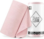Fantasticlean Microfiber Cleaning Cloth Roll -40 Pack, Tear Away Microfiber Towels, 12" x 12", Reusable, Washable, Scratch Free, Ultra Absorbent Dishcloth for Car, Home Supplies, Pet, Kitchen (Pink)