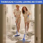 COBETE Floor Scrubber Grout Brush with 16.92IN Large Floor Rubber Squeegee, V-Shaped Scrub Brush and Foam Squeegee Collaborate Cleaning For Tiles, Marble, Glass in Bathrooms, Kitchen,Garages, Pet Hair