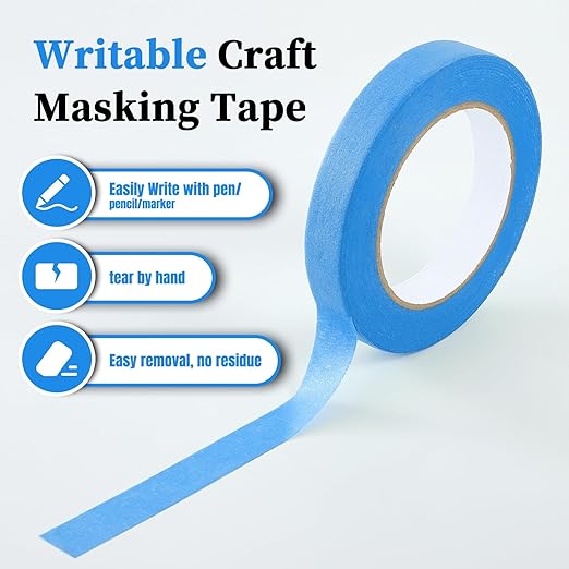 Premium Blue Masking Tape,Painters Tape,Blue Painters Tape for Automotive,DIY Paper Arts & Crafts, Spraying Drywall Paint, No Residue & Easy to Clean Up,6pcs 0.7inches X 54 Yd Painter's Tape