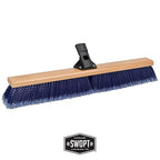 SWOPT 10" Rough Surface Deck Brush, 24" Multi-Surface Push Broom + 60" EVA Foam Comfort Grip Wooden Handle, Broom Kit Combo — 2 Cleaning Heads and Long Handle Interchangeable with SWOPT Cleaning Head