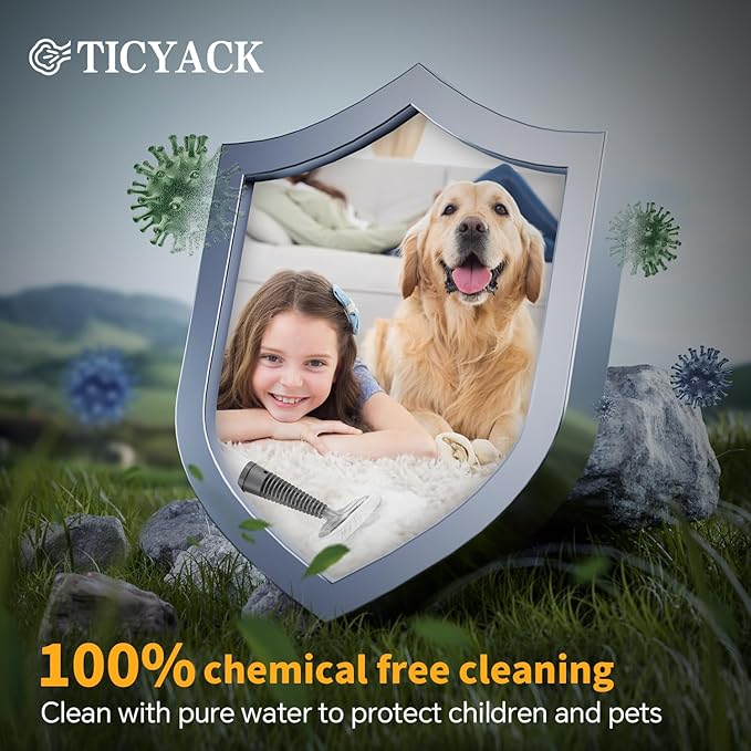 Steam Cleaner, Steam Cleaner for Home, Handheld Steam Cleaner with 16 Accessories and Automatic Steam Switch Suitable for Daily Cleaning of Living Rooms, Kitchens, Ovens and Tile Joints (White)