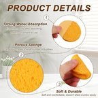 uxcell 20Pcs Cellulose Sponges, Round Kitchen Clean Sponges Non-Scratch Compressed Dish Scrubber for Kitchen Household Cookware Bathroom Cleaning & DIY, Beige