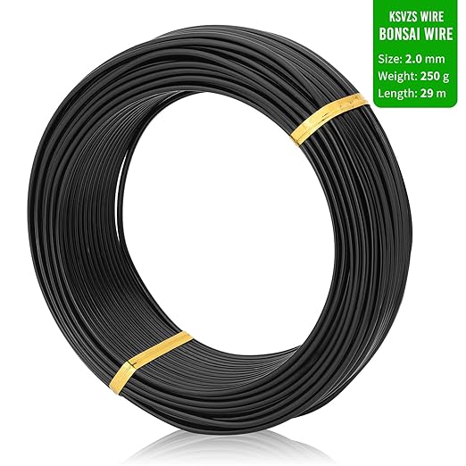 Black-2.0-Anodized Aluminum Bonsai Training Wire 250g Large Roll,Many Size to Choose,KSVZS Bendable Metal Wire for Crafts,Sculpting,Armature and Daily Use,Necessities for Family