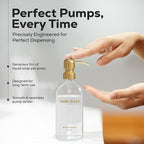 Luxury Glass Soap Dispenser Set by Brighter Barns - Hand and Dish Soap Dispenser for Kitchen Sink - Refillable Glass Bottles with Stainless Steel Pumps - Modern Gold Kitchen Decor & Accessories (Gold)