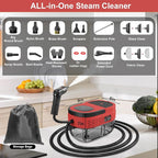 Steam Cleaner for Home, 15s Heat-Up, 1.6L Water Tank, 3-Level Adjustable Handle, Handheld Steam Cleaner for Car Detailing, Dirt, Furniture, Couch, Floor Tile, Bathroom, Bed Bugs, 12Pcs Accessories