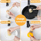 10Pcs Bamboo Dish Brush Set, Kitchen Brushes for Dishes, 7 Style Wooden Dish Brush with Ergonomic Handle, Value Bamboo Scrub Brushs Pack for Pots, Bottles and Vegetables