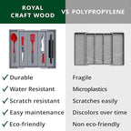 ROYAL CRAFT WOOD Luxury Bamboo Kitchen Drawer Organizer - Silverware Organizer - Utensil Holder and Cutlery Tray with Grooved Drawer Dividers for Flatware and Kitchen Utensils (5 Slot, Gray)