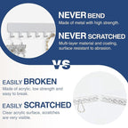 Necklace Holder Wall Organizer - Jewelry Hanging Hooks for Necklaces, Bracelets, Earrings - Easy Stick-On Installation - Space-Saving Metal Design, Silver