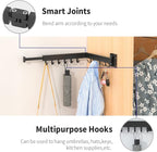 BESTHLS Wall Mounted Portable Clothes Drying Rack with Space Saver Clothes Hangers Design Universal for Balcony Mudroom Bedroom Kitchen Foldable Laundry Rack (2-Pole Black)