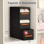 DIMJ Closet Organizers and Storage - Fabric Bins with Drawers for Closet Foldable Clothes Organizers with Clear Window, Stackable Storage Drawers Units for Hat, 6-Pack, Black