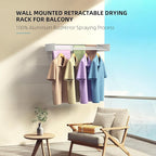 Laundry Drying Rack Collapsible, Wall Mounted Clothes Drying Rack, Space Saving Foldable Drying Rack for Laundry, 23.6" Wide, 11.2 Linear Ft, 4 Aluminum Rods, 60 lb Capacity