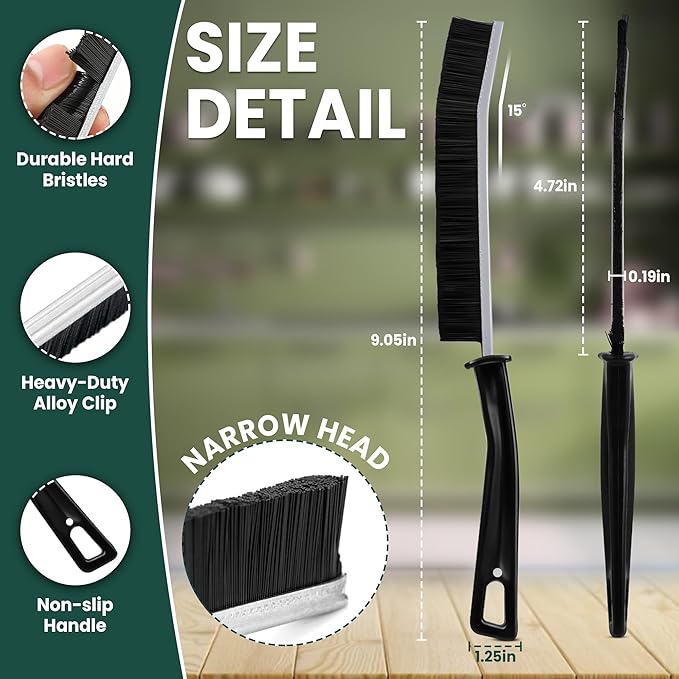 Crevice Cleaning Brush Set – 6Pcs Hard Bristle Cleaning Tools for Grout, Tile Floors, Gaps & Narrow Spaces – Small Grout Scrub Brush for Cleaning Bathroom, Shower, Window Tracks, Kitchen