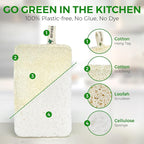 Natural Loofah Sponges for Dishes - Pack of 6 Plastic Free Loofah Kitchen Sponges with Cellulose Core & Cotton Loop - Non Toxic Natural Sponges for Dishes & Kitchen Cleaning