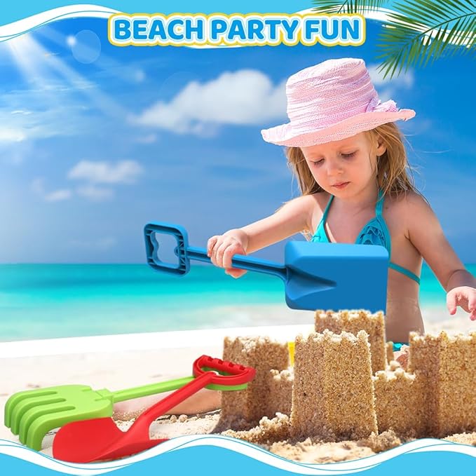 Dilabnba Heavy Duty Beach Sand Shovels, Garden Beach Sandbox Shovels Spade Scoop Rake Tool for Kids Toddlers, Long Handle ABS Plastic Shovel for Digging Snowing Planting - 3 PCS