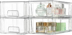 Vtopmart 2 Pack Stackable Storage Drawers,Clear Acrylic Drawer Organizers with Handles, Easily Assemble Containers for Fridge, Bathroom,Kitchen Undersink,Cabinet,Pantry Organization and Storage