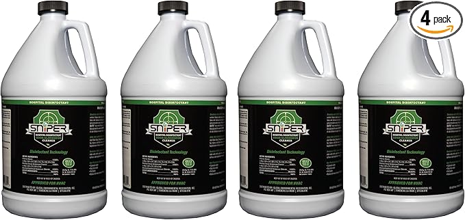 SNiPER Hospital Disinfectant, Odor Eliminator & All-Purpose Cleaner, 1 Gallon, 4-Pack