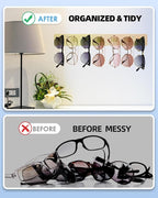 MaxGear Sunglasses Organizer Wall Mount, 2-Pack Acrylic Eyewear Display Holder with 14 Slots, Sunglasses Storage, Includes Adhesive Tape & Screws, Wall Mounted Shelf for Closet, Cabinet, Iridescent