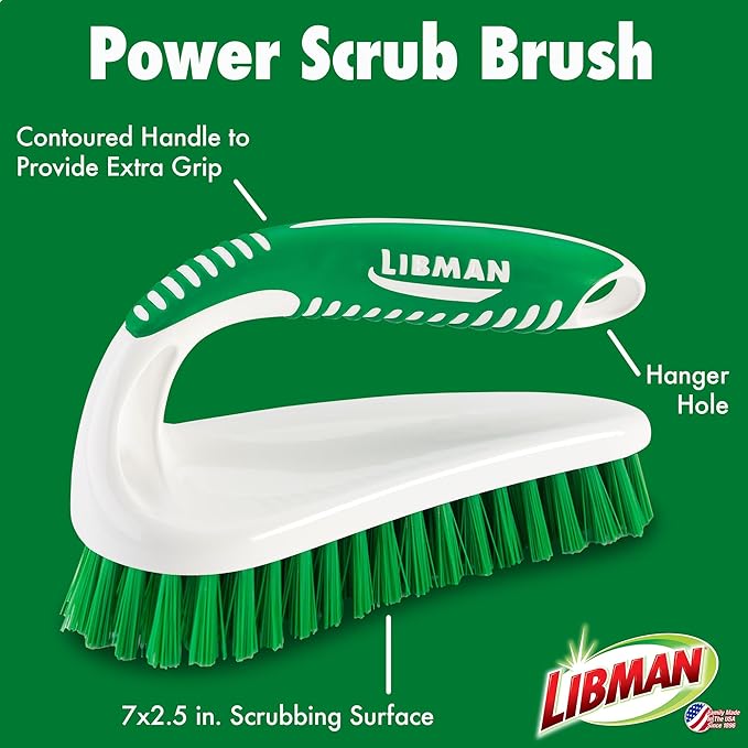 Libman Scrub Brush Kit – Three Different Durable Brushes for Grout, Tile, Bathroom, Kitchen. Easy to Handle, Strong Fibers for Tough Messes – Family Made in the USA, Unisex Lot 2406