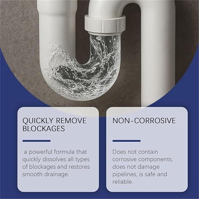 Multi-purpose Drain Cleaner, 10.6oz Powerful Sink and Drain Cleaner, Professional Strength Pipe Dredging Formula for Kitchen Sinks, Shower Drains, Tubs, Dissolves Blockages (1pcs)