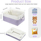 Large Storage Baskets- 15.7x11.8x8.26 inch Storage Bins for Shelves and Closet Organizing, Foldable Fabric Bin for Home Organization Clothes and Laundry (6-Pack, White&Purple)