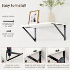 Fun Memories Deep Floating Shelves for Wall, 16W x 8D Wall Mounted Shelves Set of 2, Wide Display Ledge Shelf with Sturdy Metal Brackets for Living Room, Bathroom, Bedroom and Kitchen, White