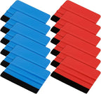 12Pcs Plastic Felt Edge Squeegee Tool Vinyl Squeegee 4 Inch for Window Tint, Wallpaper, Decal Sticker, 6 Blue & 6 Red