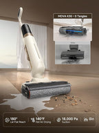 Mova K30 Wet Dry Vacuum Cleaner, 180° Lie-Flat Reach Smart Vacuum Mop, 140°F Hot Air Drying, 0in Dual-Edge Cleaning, Powerful 18000Pa Suction Floor Cleaner for Hard Floors Pet Hair
