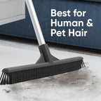 Superio 16"" Slim Silicone Salon Broom - Carpet Rake for Liquid, Human Hair, Pet Hair, and Fur Space Saving and Easy to Wash, Gray, 1281-993