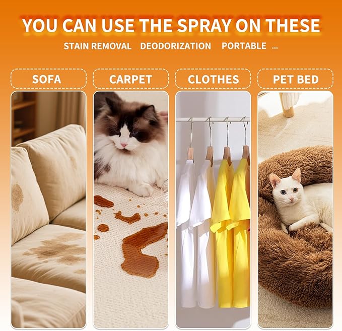 Stain & Strong Odor Eliminator, Pet Odor Eliminator for Strong Odor, Carpet Stain Remover for Cat, Dog,Furniture, Beds
