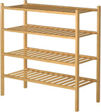 ROMGUAR CRAFT 4 Tier Bamboo Shoe Rack for Closet Free Standing Wood Shoe Shelf for Entryway Small Space Stackable 27"x11"x26" (Natural)