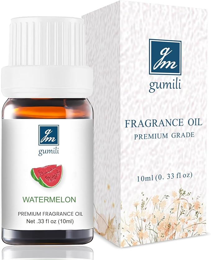 Watermelon Essential Oil - Pure Organic Scent for for Aromatherapy, Diffusers, Spray, Skin & Hair Care, Massage, DIY Candles & Soap, Perfume - Fruity Fragrance, 10mL
