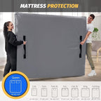 Mattress Bags for Moving and Storage, BETU Waterproof Mattress Protector Twin XL Mattress Cover for College Dorm Essential with 8 Heavy Duty Handles and Zipper Thick Moving Supplies (82x42x13.5 Grey)