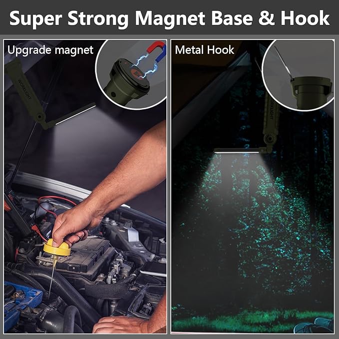 Working Light Portable, Rechargeable Work Lights with Magnetic Base Hanging Hook,360° Rotate 5 Modes,COB LED 700 Lumens Foldable Inspection Light for Car Repair, Grill and Outdoor Use(4pack)