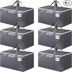 BlissTotes Large Moving Boxes and with Zippers & Handles Moving Supplies with lids, Heavy Duty Totes for Storage Bags for Space Saving, Fold Flat, Moving and Storing 76L, 6 Pack