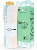 Reusable Paper Towels - Pack of Paperless & Washable Towels, 100% Cotton, Highly Absorbent, and Built to Last, Kitchen Dish Cloth Alternative (Pastels, 15 Pieces)