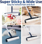 13.8in Large Size Floor Lint Rollers for Pet Hair Extra Sticky 51.2in Long Handle Giant Big Hair Picker Upper from Sticky Mop for Cleaning Dog Cat Hair Animal Fur Removal Roller Couch Bed Sheet Carpet